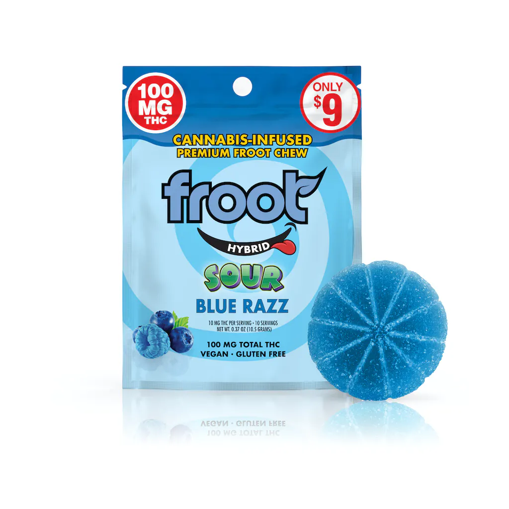 Froot Sour Blue Razz Gummy - 100mg Single Cut-to-dose